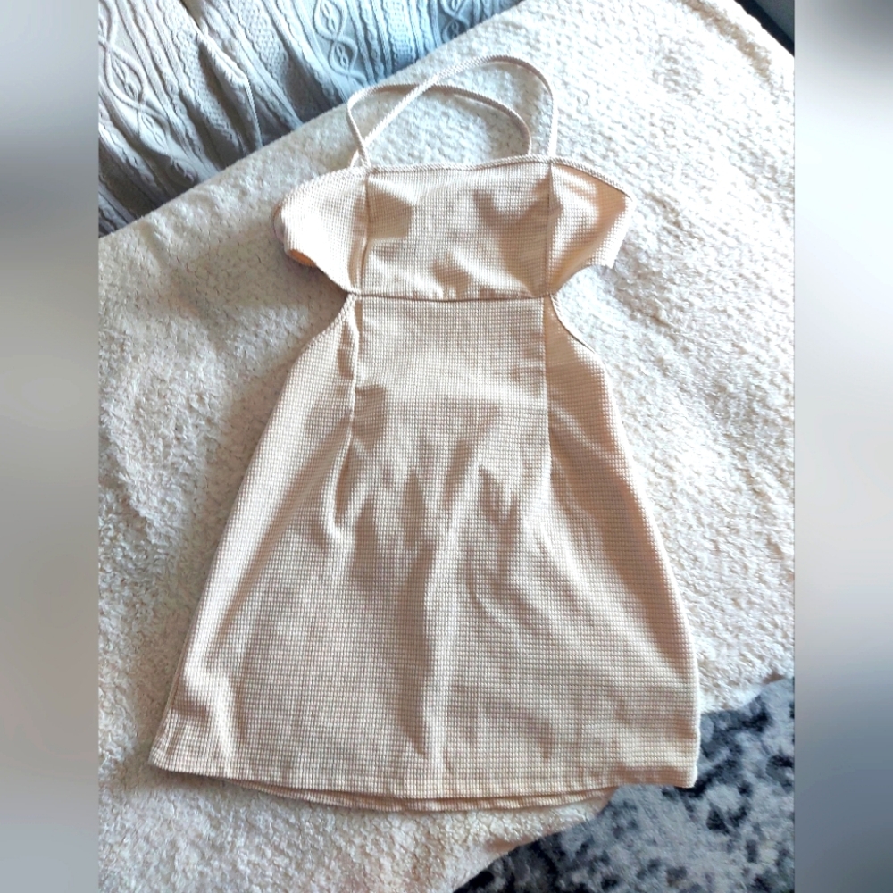 Beige Halter Dress With Waist Cutouts
